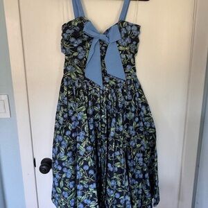 Unique Vintage x Golightly Navy & Blue Cherry Pinup Swing Dress